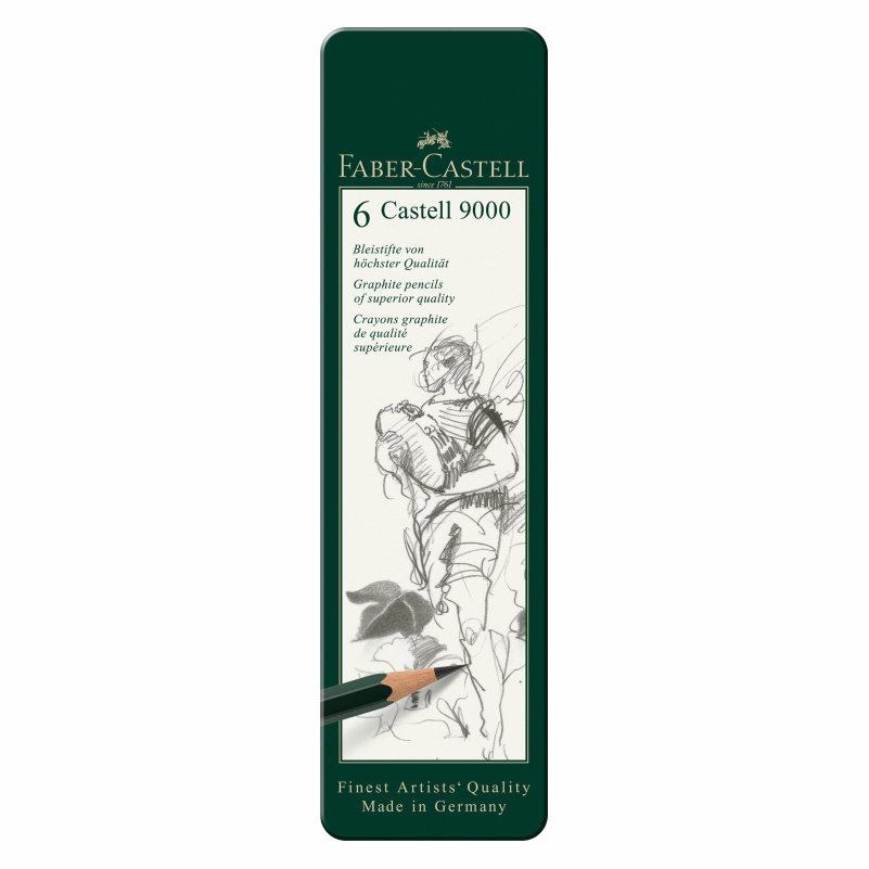 FABER-CASTELL Bleistift CASTELL 9000 Metalletui 6 Stück