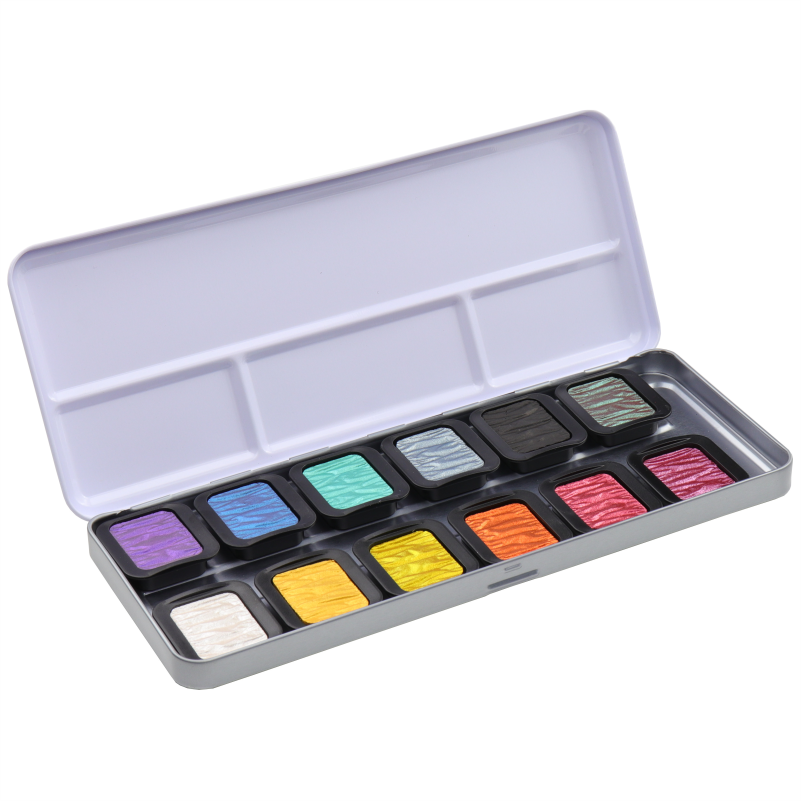 FINETEC PREMIUM 12 wasserlösliche Perlglanzfarben - F1200 - Rainbow