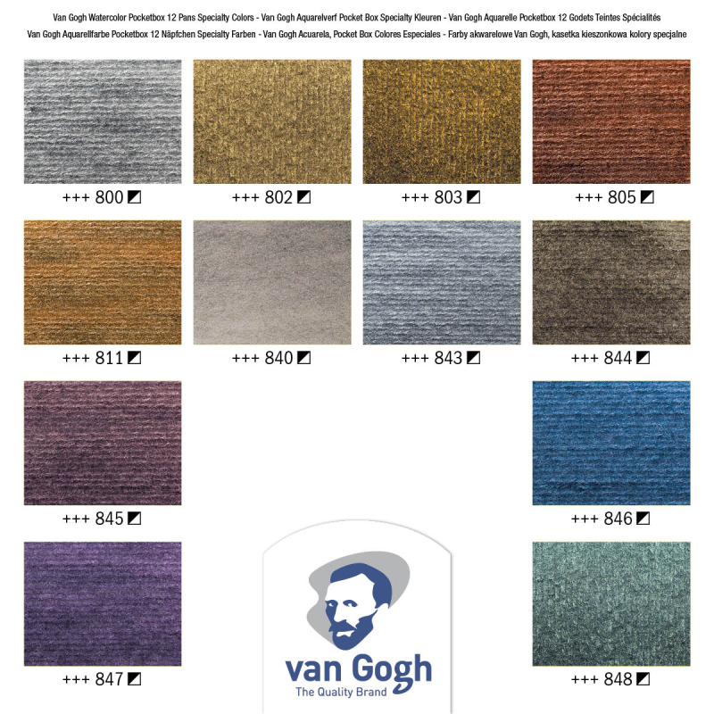 VAN GOGH Aquarell Pocket Box Metallic Edition mit 12 halben Näpfen