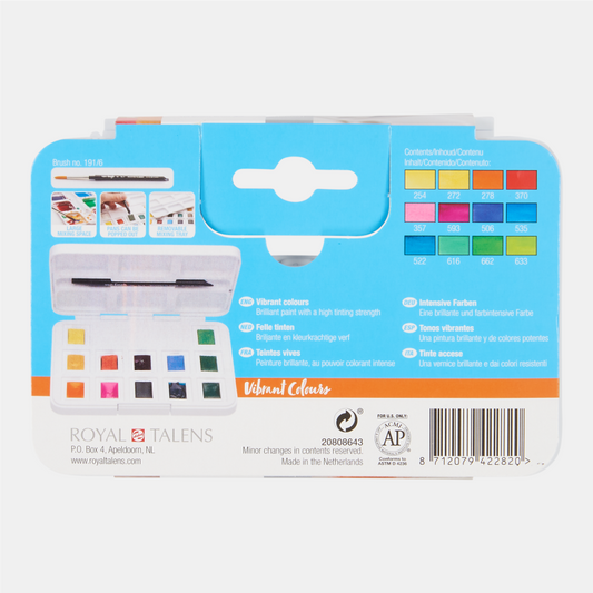 Van Gogh Aquarellfarbe Pocket Box intensive Farben mit 12 halben Näpfen