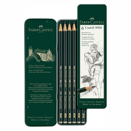 FABER-CASTELL Bleistift CASTELL 9000 Metalletui 6 Stück