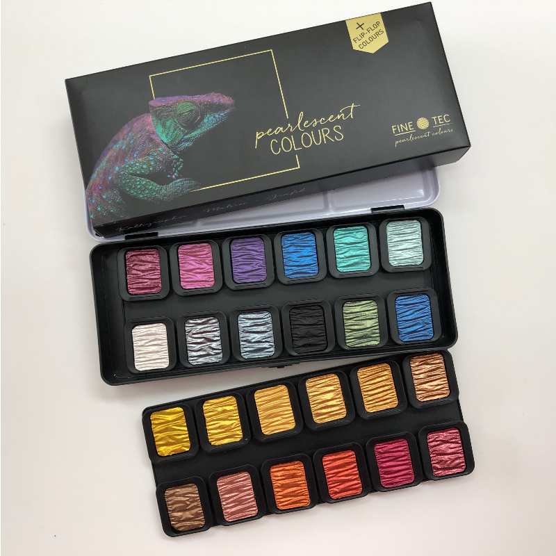 FINETEC PREMIUM 24 wasserlösliche Perlglanzfarben - F2400 - Colorful