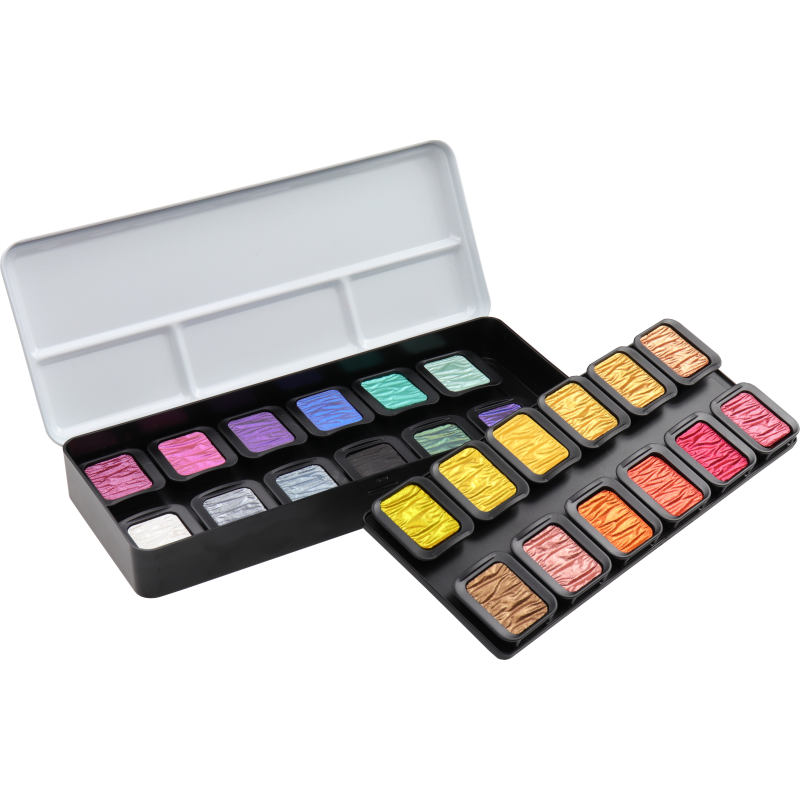FINETEC PREMIUM 24 wasserlösliche Perlglanzfarben - F2400 - Colorful