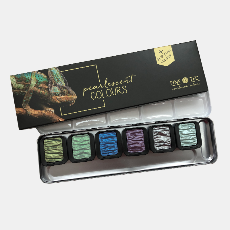 FINETEC PREMIUM 6 wasserlösliche Perlglanzfarben - F0602 - Cool