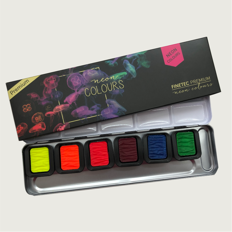 FINETEC PREMIUM 6 NEON Aquarellfarben - FN9000