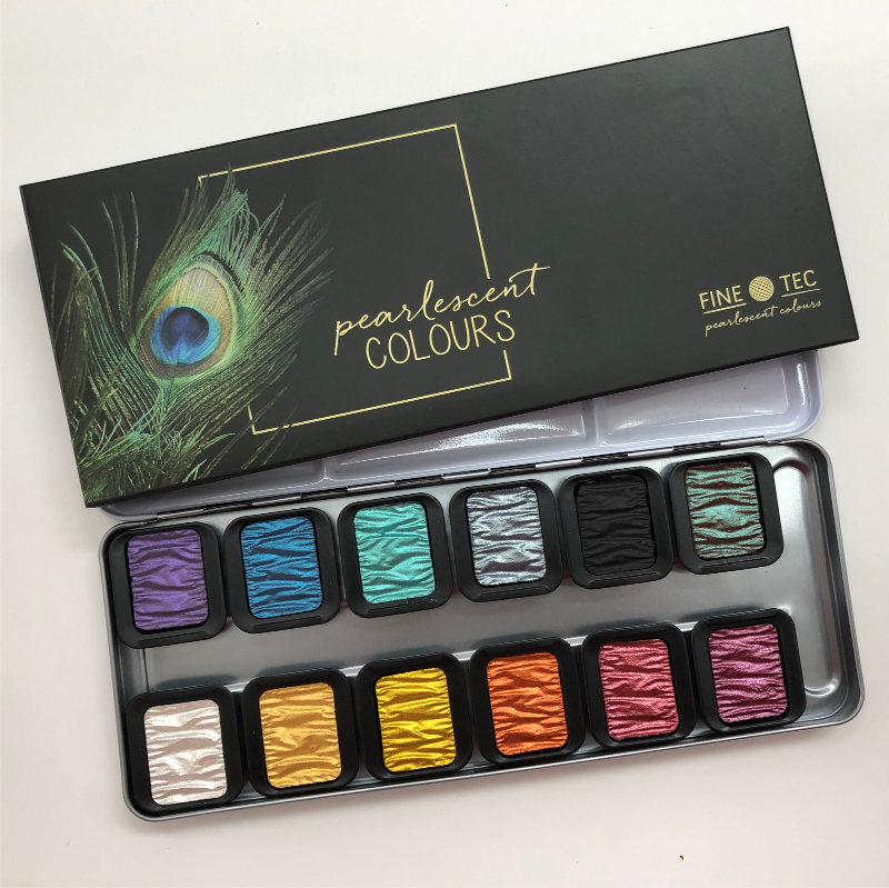 FINETEC PREMIUM 12 wasserlösliche Perlglanzfarben - F1200 - Rainbow