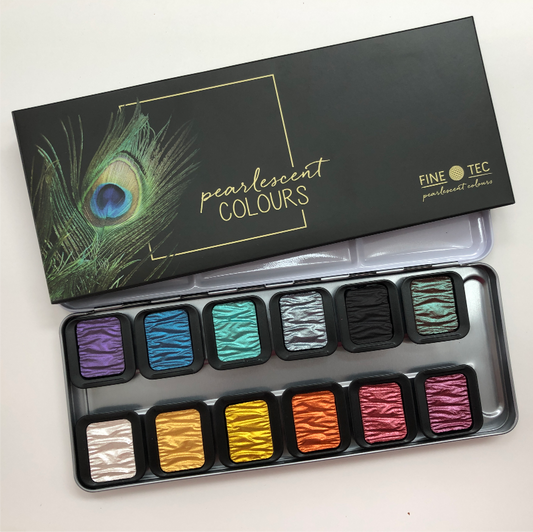 FINETEC PREMIUM 12 wasserlösliche Perlglanzfarben - F1200 - Rainbow