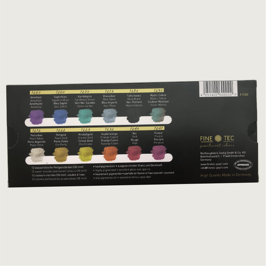 FINETEC PREMIUM 12 wasserlösliche Perlglanzfarben - F1200 - Rainbow