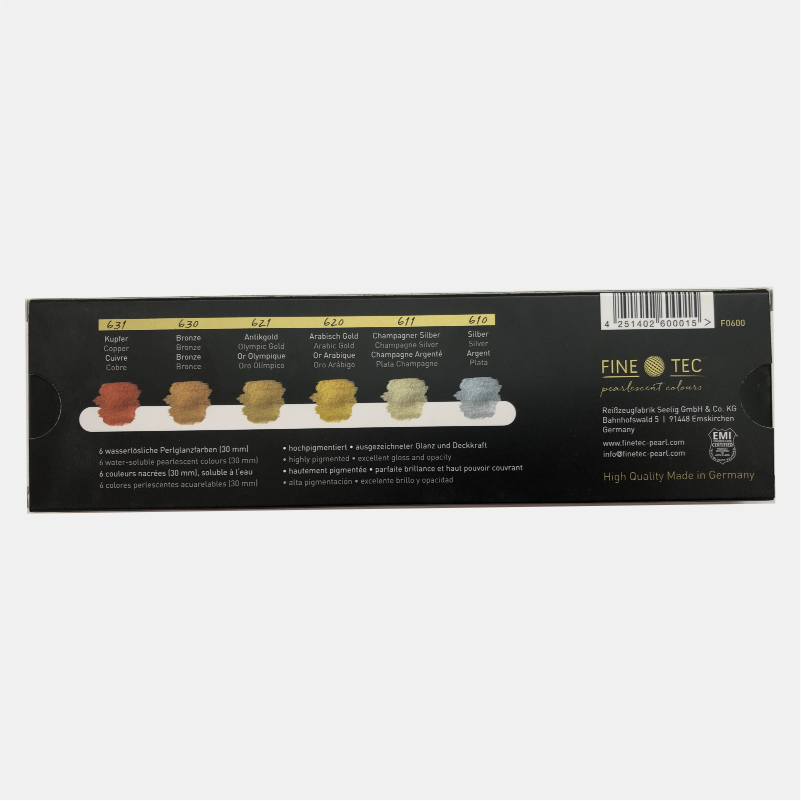 FINETEC PREMIUM 6 wasserlösliche Perlglanzfarben - F0600 - Metals