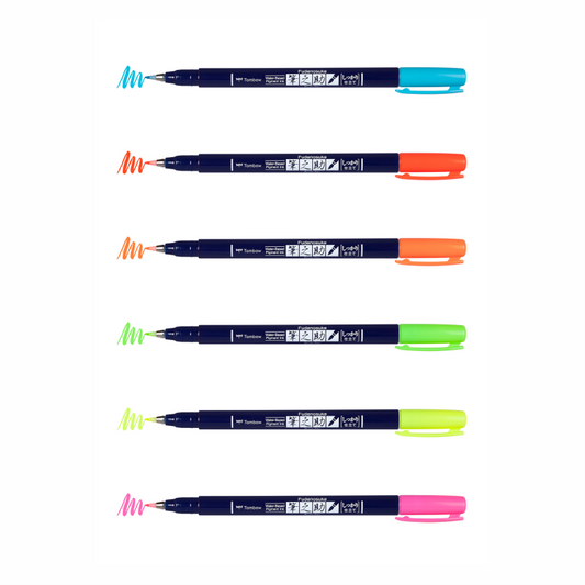 Tombow Fudenosuke Brush Pen - 6er Set Neon Farben