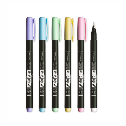 Tombow Fudenosuke Brush Pen - 6er Set Pastell Farben