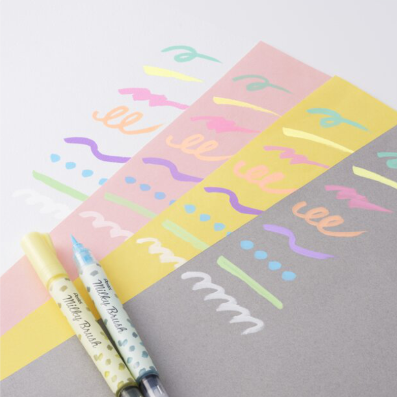 PENTEL Milky Brush Set mit 8 Farben