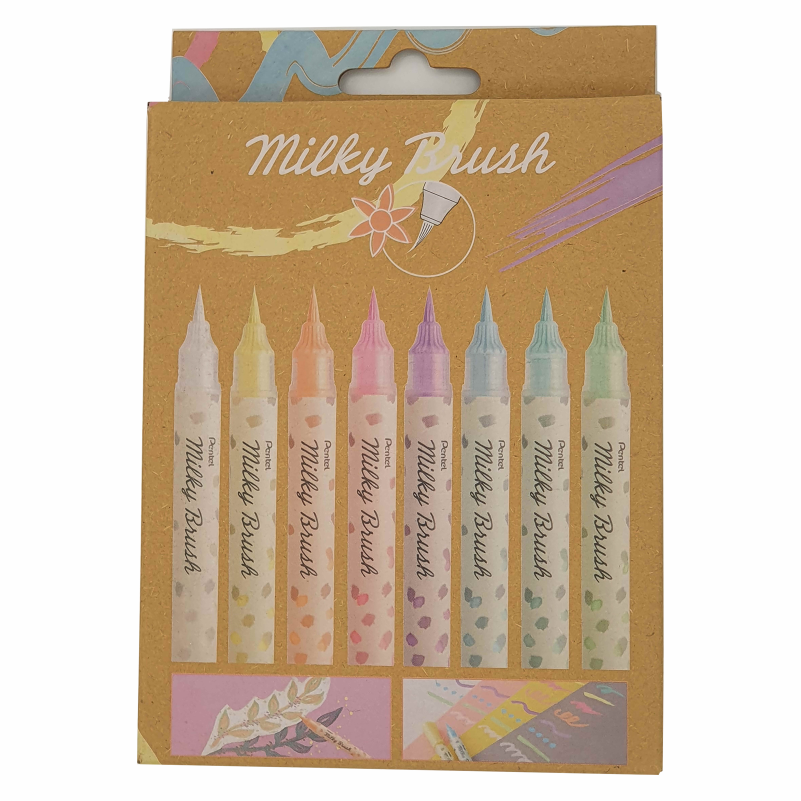 PENTEL Milky Brush Set mit 8 Farben