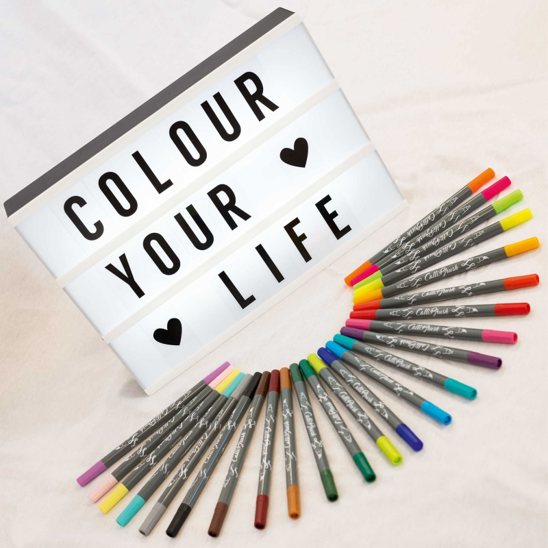 ONLINE Calli Brush Duo - Trend Farben, 24 Stück sortiert 2mm, Bambus-Etui