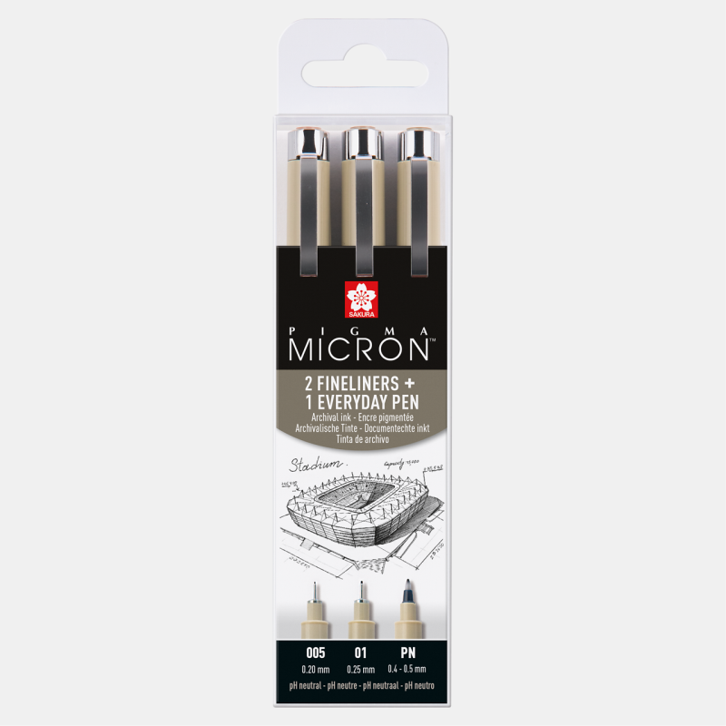 Fineliner PIGMA MICRON, 3er Architektur Set