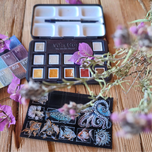 VAN GOGH Aquarell Pocket Box Metallic Edition mit 12 halben Näpfen