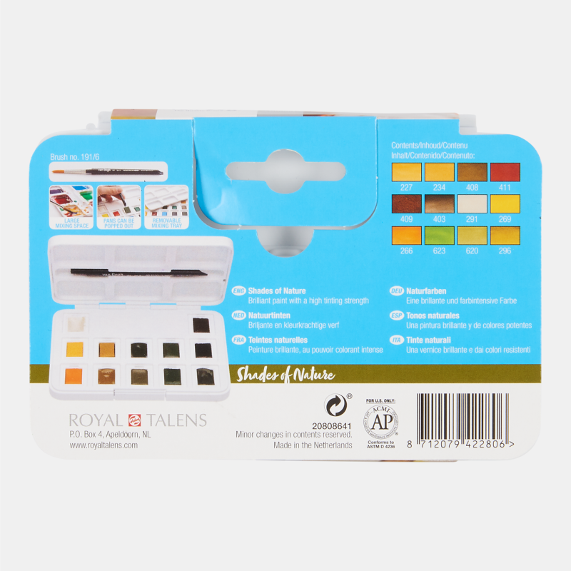 Van Gogh Aquarellfarben Box mit 12 Näpfen Naturtöne