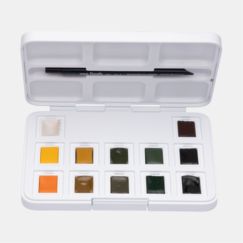 Van Gogh Aquarellfarben Box mit 12 Näpfen Naturtöne