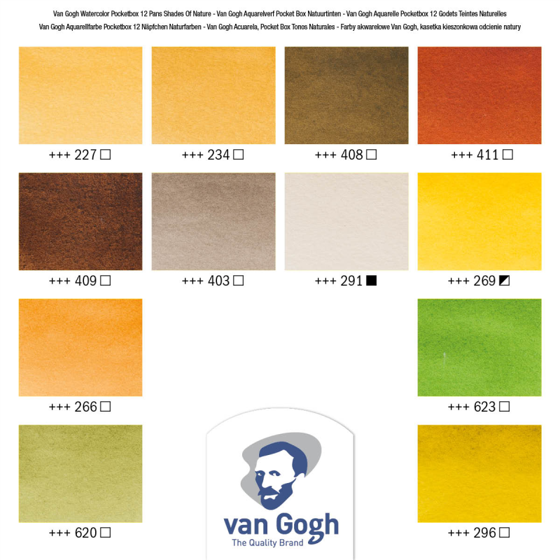 Van Gogh Aquarellfarben Box mit 12 Näpfen Naturtöne
